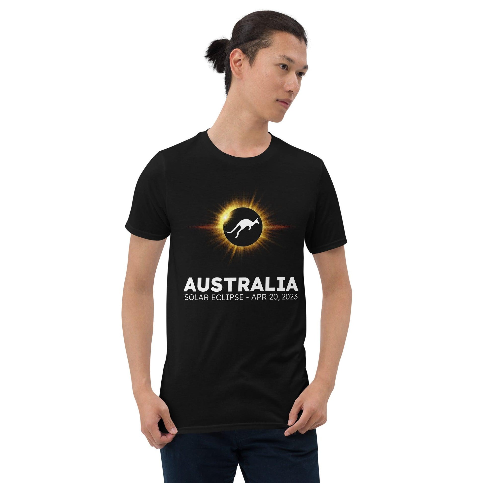 Australia Solar Eclipse 2023 - Kangaroo Yellow Sun (Dark Tees) - Astro TShirts