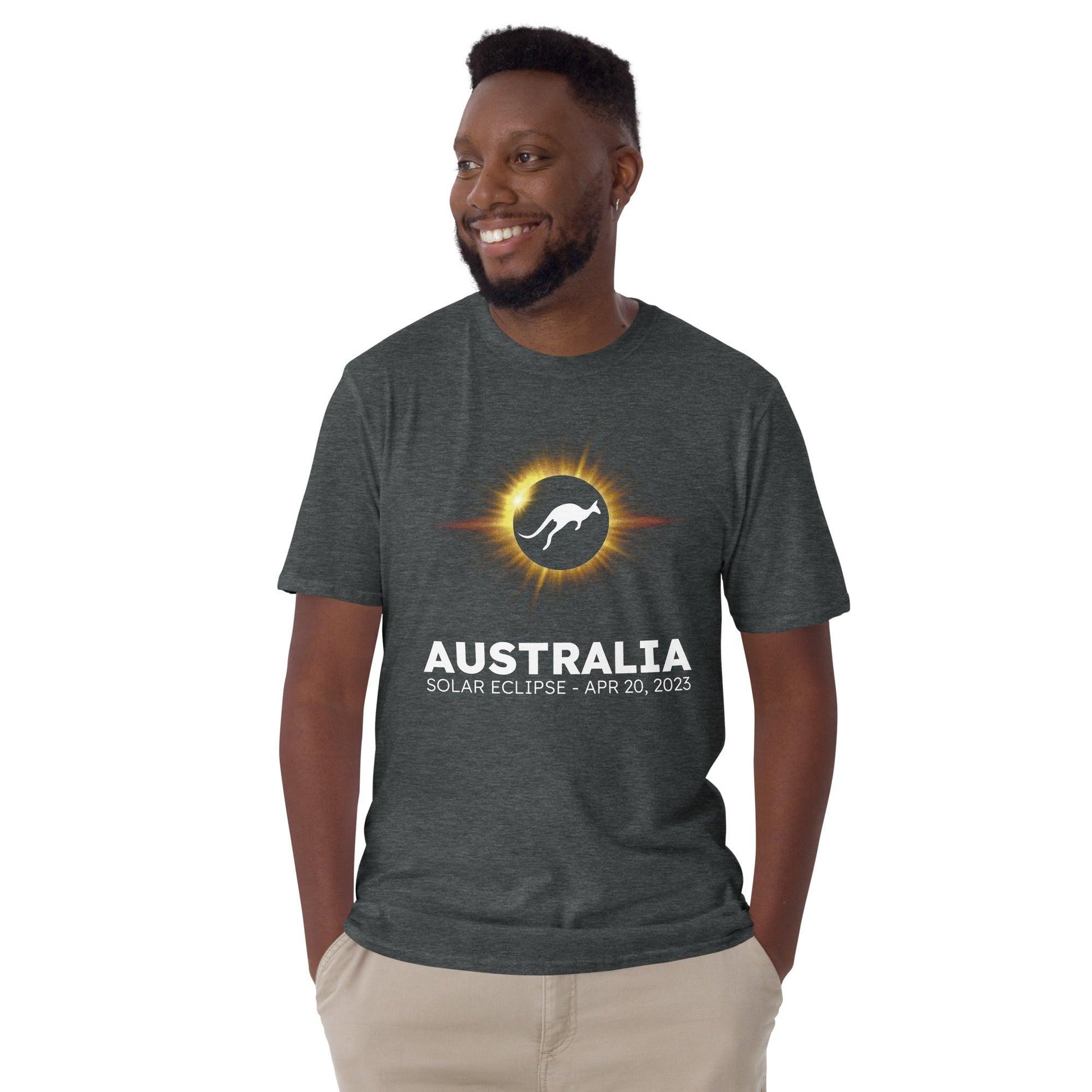 Australia Solar Eclipse 2023 - Kangaroo Yellow Sun (Dark Tees) - Astro TShirts