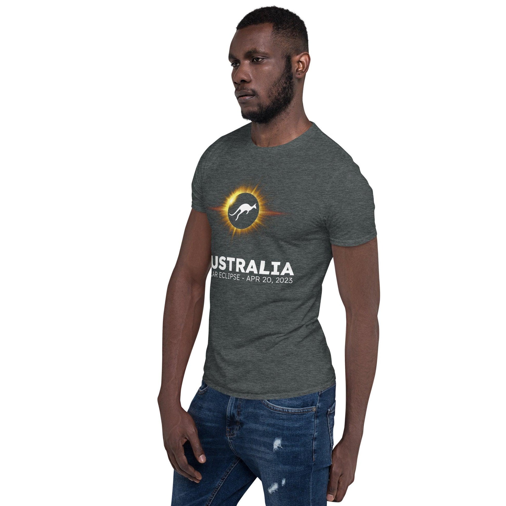 Australia Solar Eclipse 2023 - Kangaroo Yellow Sun (Dark Tees) - Astro TShirts