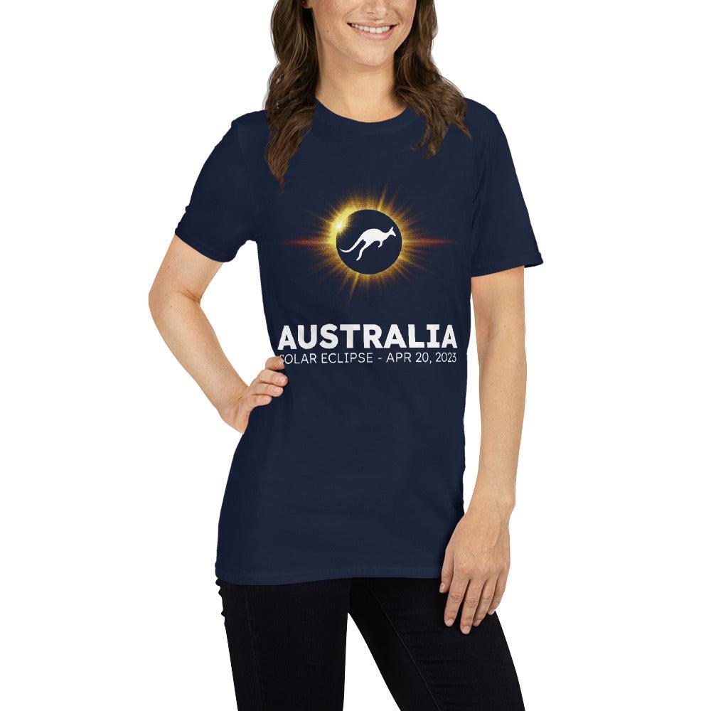 Australia Solar Eclipse 2023 - Kangaroo Yellow Sun (Dark Tees) - Astro TShirts